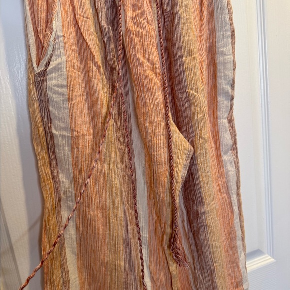 Free People Orange Striped Cropped Linen Blend Trousers Size XS - Picture 8 of 9